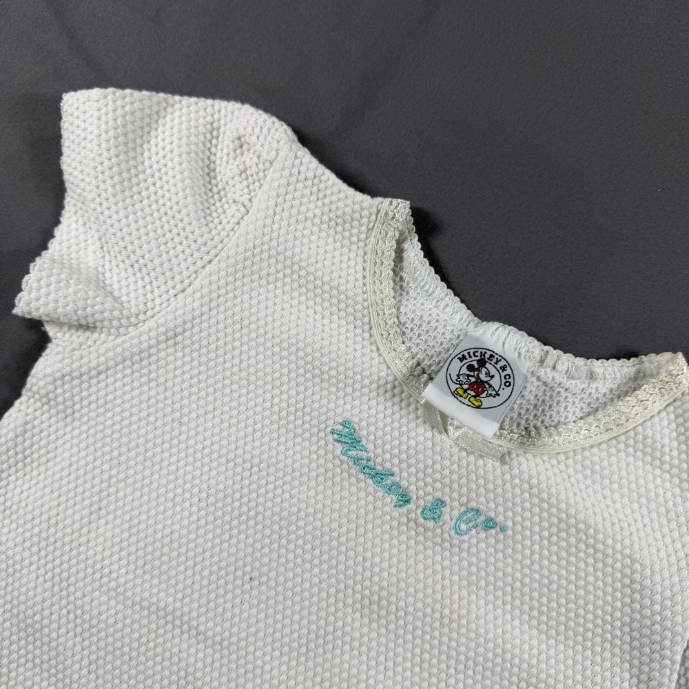 Vintage Mickey & Co Disney Minnie Mouse White Waffle Knit Cropped Top 2T 3T